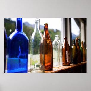 Antique Glass Bottles Poster
