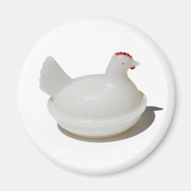 Antique Glass Chicken Magnet (Front)