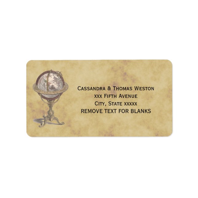 Antique Globe, Distressed BG #2 Address Label (Front)