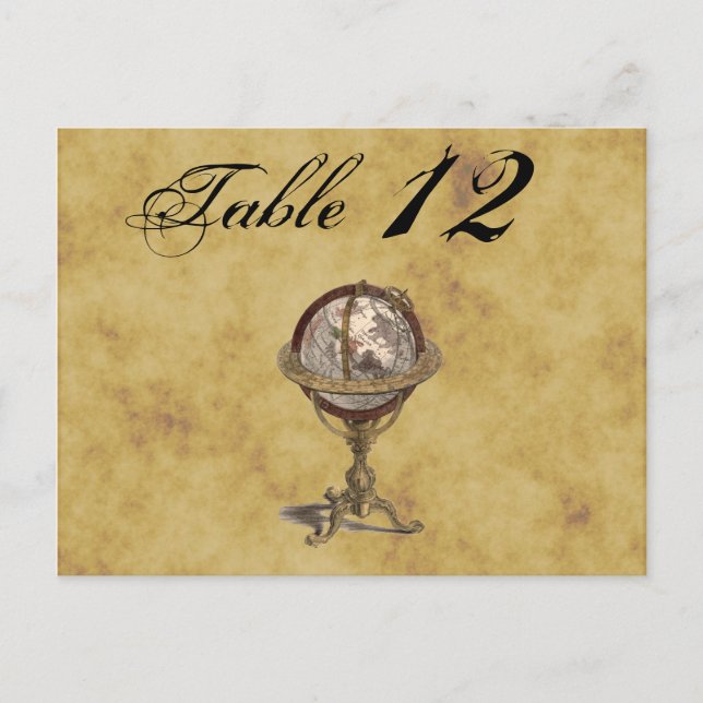 Antique Globe, Distressed BG Table Number Postcard (Front)