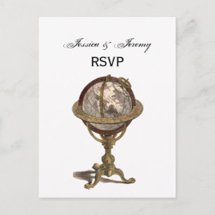 Antique Globe, White BG RSVP Invitation Postcard