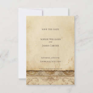 Antique Gold Baroque Save The Date Card