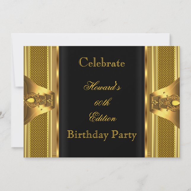 Antique Gold Black Book 60th Birthday Party 2 Invitation (Front)