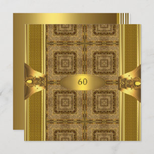 Antique Gold Book 3 Mens 60th Birthday Party Man Invitation