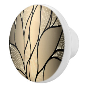 Antique Gold Creative Leave Pattern  Ceramic Knob