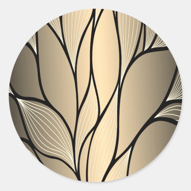 Antique Gold Creative Leave Pattern  Classic Round Sticker (Front)
