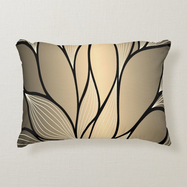 Antique Gold Creative Leave Pattern  Decorative Cushion (Front)