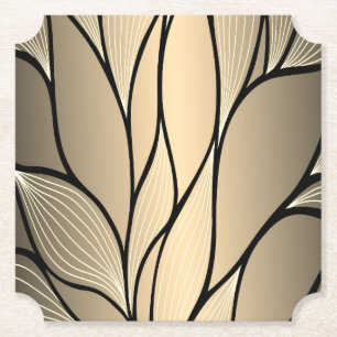 Antique Gold Creative Leave Pattern  Paper Coaster