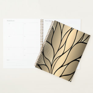 Antique Gold Creative Leave Pattern  Planner