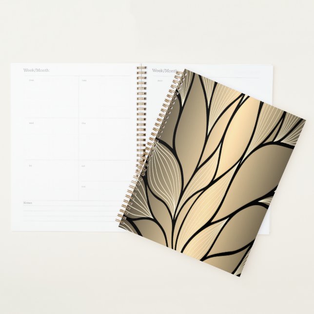 Antique Gold Creative Leave Pattern  Planner (Display)