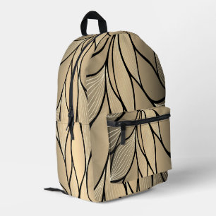 Antique Gold Creative Leave Pattern Printed Backpack