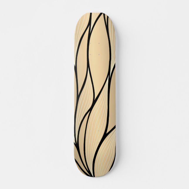 Antique Gold Creative Leave Pattern  Skateboard (Front)
