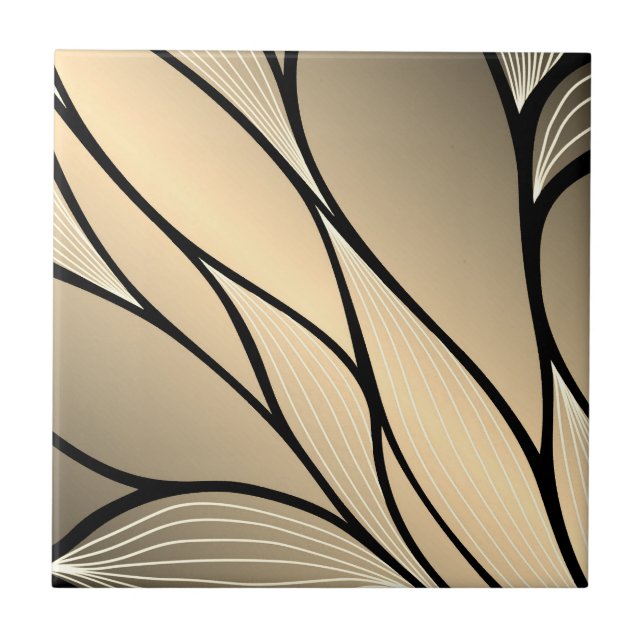 Antique Gold Creative Leave Pattern  Tile (Front)