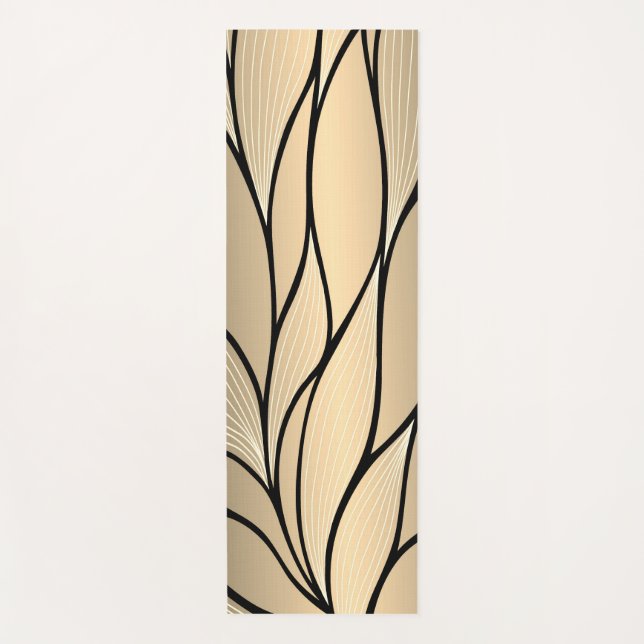 Antique Gold Creative Leave Pattern  Yoga Mat (Front)