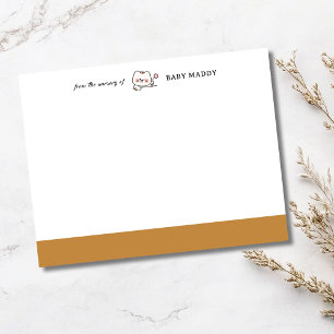 Antique Gold Cute Cat Nursery Stationery Note Card