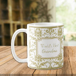 Antique Gold Damask Best Grandma Coffee Mug<br><div class="desc">This mug for Grandma features a pretty antique gold over white vintage damask pattern. A white decorative name field bordered in matching gold currently says "World's Best Grandma", but can easily be customised to anything you'd like. Perfect for Grandma for Mother's Day, her birthday, or any time you want to...</div>