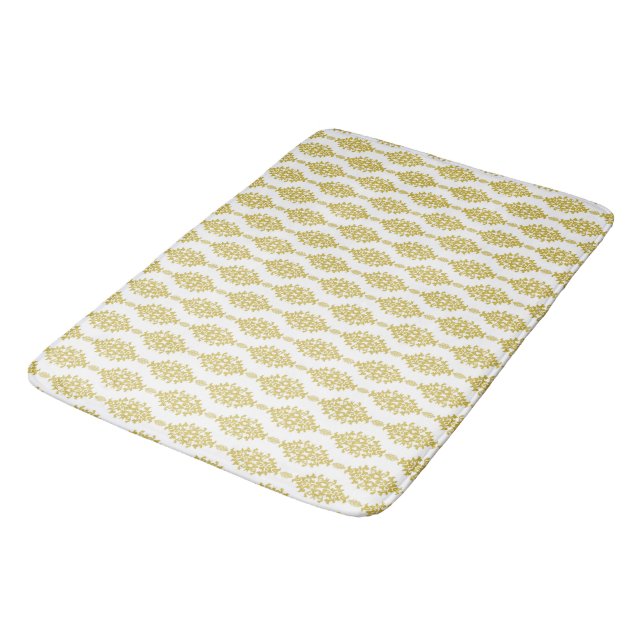 Antique Gold Damask Pattern Bath Mat (Angled)