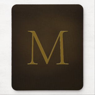 Antique Gold Embossed Monogram Personalised Mouse Mat