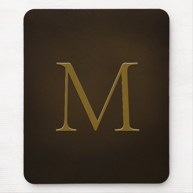 Antique Gold Embossed Monogram Personalised Mouse Mat (Front)
