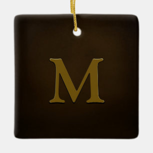 Antique Gold Embossed Monogram Personalized Ceramic Ornament