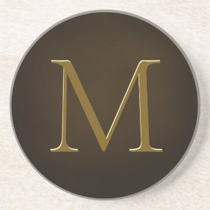 Antique Gold Embossed Monogram Personalized Round Coaster