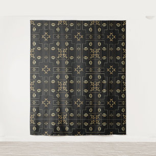 Antique Gold Eye Motif on Black Tapestry