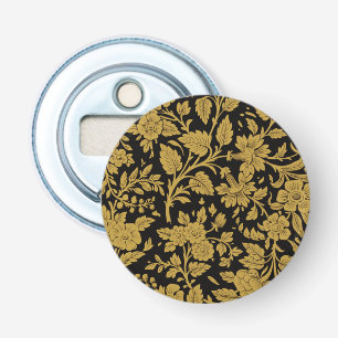 Antique Gold Floral Indian Lac-work Black Pattern Bottle Opener