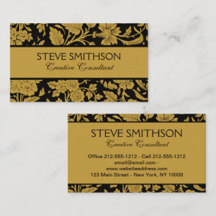 Antique Gold Floral Indian Lac-work Black Pattern Business Card
