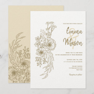 Antique Gold Floral Outline Invitation