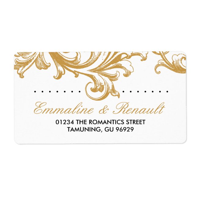 Antique Gold Floral Wedding Address Labels (Front)