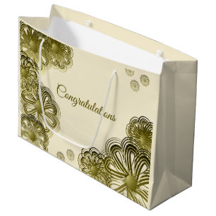 Antique gold floral wedding gift bag