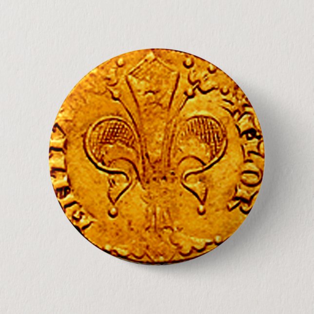 ANTIQUE GOLD FLORENTINE FORINT 6 CM ROUND BADGE (Front)