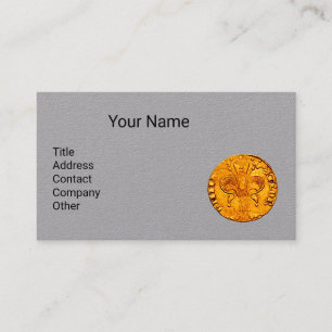 ANTIQUE GOLD FLORENTINE FORINT Grey Paper Business Card