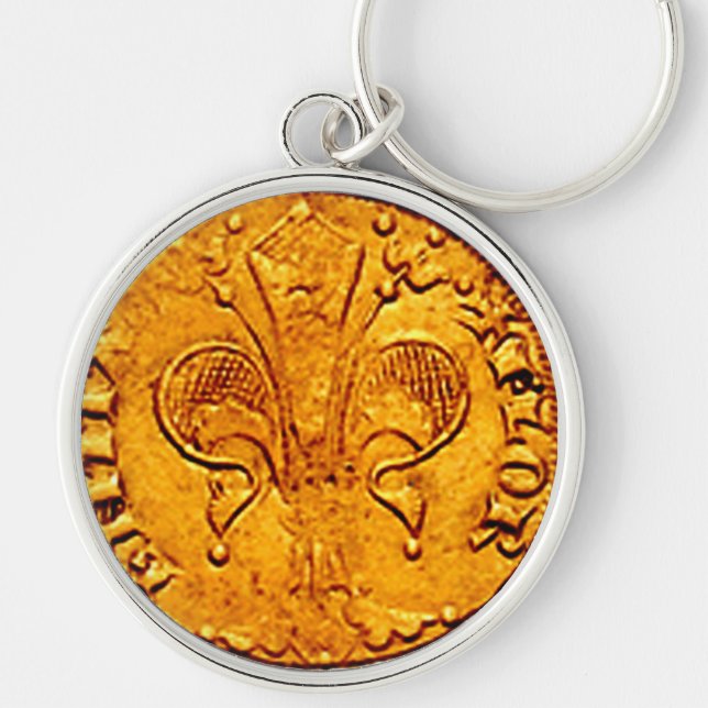 ANTIQUE GOLD FLORENTINE FORINT KEY RING (Front)