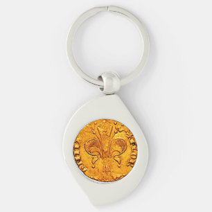 ANTIQUE GOLD FLORENTINE FORINT KEY RING