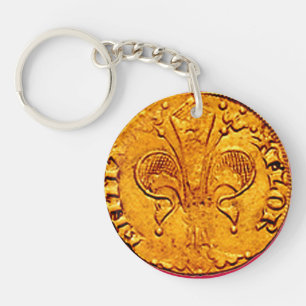 ANTIQUE GOLD FLORENTINE FORINT KEY RING