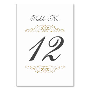 Antique Gold Flourish Wedding Table Number Card