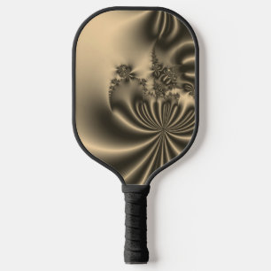 Antique Gold Flowing Fractal Pickleball Paddle