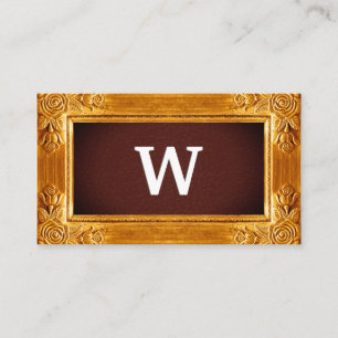 Antique Gold Frame   Luxury Leather Texture Business Card