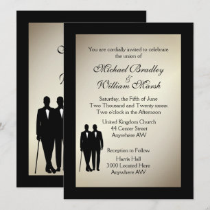Antique Gold Gay Wedding Invitation