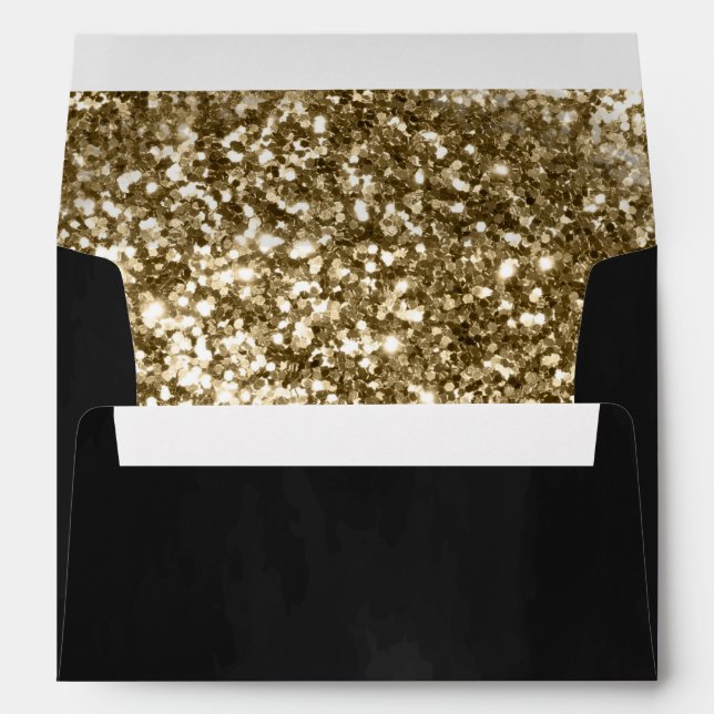 Antique Gold Glitter Black Envelope (Back (Bottom))