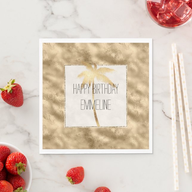 Antique Gold Glitz Palm Tree Napkin (Insitu)