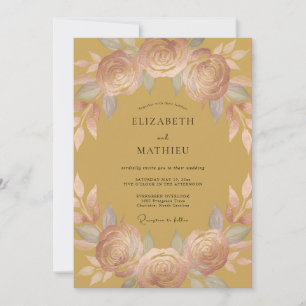 Antique Gold Grand Floral Wedding Invitation