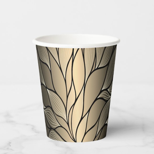 Antique Gold Leave Pattern  Paper Cups (Front)