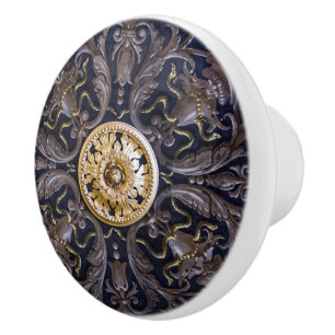 Antique Gold Medallion Gothic Revival Collection Ceramic Knob