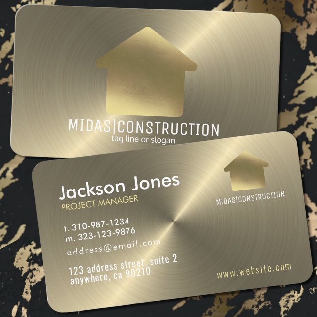 Antique Gold Minimalist Construction or Realtor Business Card (Creator Uploaded)