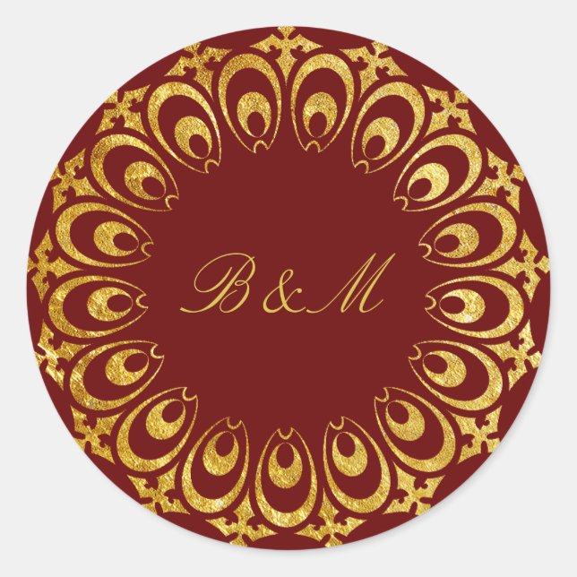 Antique Gold Motif Custom Classic Round Sticker (Front)