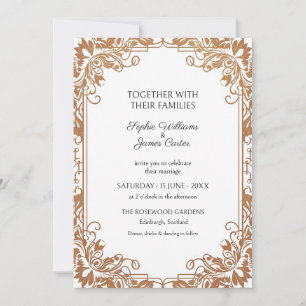 Antique Gold Ornate Floral Wedding Invitation