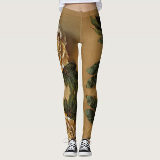 Antique Gold Peony Leggings