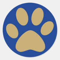 Antique Gold Pet Cat Dog Paw Blue